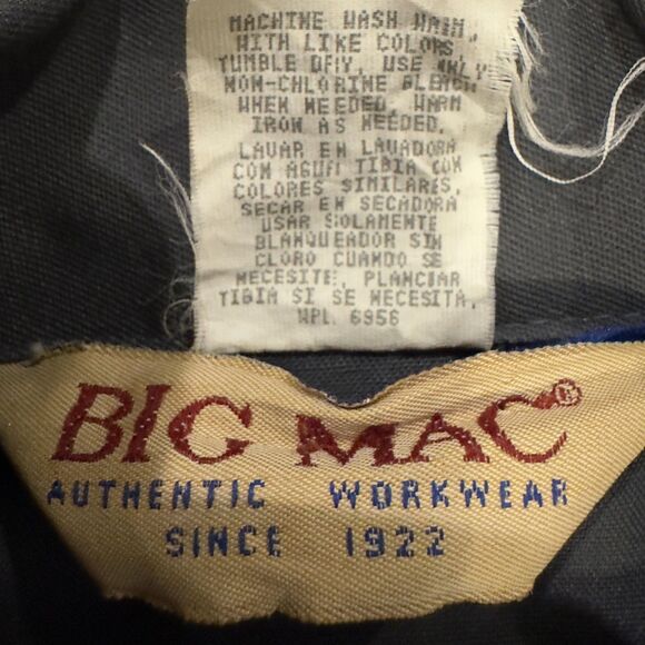 Vintage Big Mac Coveralls Men’s Sz. 44-L Dark Made In USA Mechanic Workwear - Picture 3 of 12